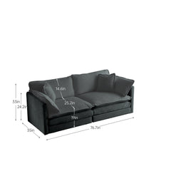 Modern Fabric Loveseat Sofa Couch for Living Room, Upholstered Large Size Deep Seat 2-Seat Sofa with 4 Pillows ,Gray Chenille
