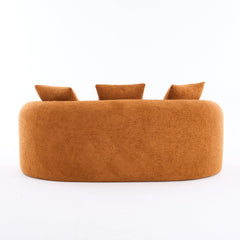 LY-025S Curved Loveseat Orange Full Compression Sponge Sofa, 30D Chenille No-Assembly Compact Sofa for Small Spaces & Apartments, 65'L, 300 lbs, 3 Pillows