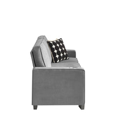Modern Snowfleece Fabric 3-Seater Sofa with Cup Holders in Gray, 83.86'