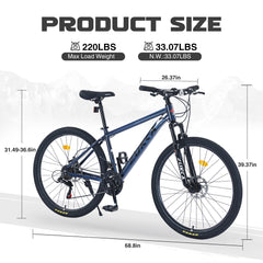 27.5 Inch Wheels 21 Speed Mountain Bike, for Men Women Boys and Girls, Front Suspension,Aluminum Alloy Frame