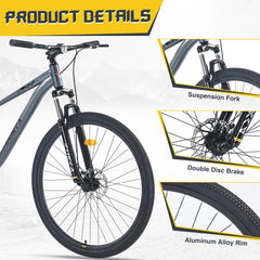 29 Inch Wheels Single Speed Mountain Bike, for Men Women Boys and Girls, Front Suspension, Steel Frame