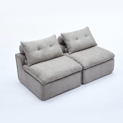 [NEW ARRIVED] [VIDEO PROVIDED]Modular Sofa,No Armrests,At will DIY, Chenille Fabric,Neck Pillow-Back Lounge Sofa Chair,Reading Nook, or Apartment Living, Lumbar Pillow,2 Seats,Upholster ,Light Gray