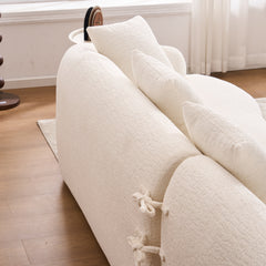 Boneless L-Shape Sectional Sofa with Curved Chaise,White Modular Chenille Compression Couch,30D High-Density Foam,Minimalist Modular Couches Sleeper for Living Room Bedroom Apartment Lounge.