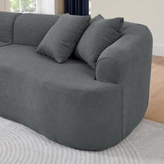 Curved Modular Sectional Sofa in Lamb's Wool Fabric, Modern Minimalist Style, Compressed (No Assembly Required), Comfy for Living Room & Bedroom - Gray