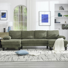 [VIDEO provided][New]U-Shaped Couch with Oversized Seat,4-Seat Sofa  with Double Chaise,Comfortable and spacious indoor furniture for Living Room,Apartment