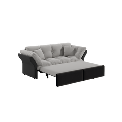 74.8' Queen Pull Out Sofa Bed, 3-in-1 Convertible Sleeper Tufted Sofa with 2 Soft Pillows,Multi-Functional Velvet Loveseat Bed,Grey(New Sku:W1885S00170/W1885S00218)