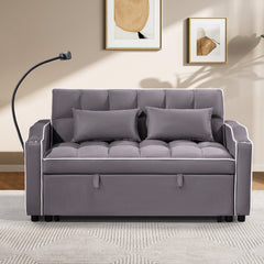 1 multifunctional foldable sofa bed in 3 different lengths, modern sofa, upgraded suede fabric, adjustable backrest, with USB port, ashtray, and rotating telephone stand