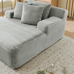 Modern Velvet Single Lazy Sofa Lounge Chair with High-Density Foam, Gray