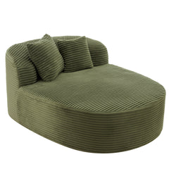 Modern Chaise Lounge Sofa Boneless Couch with Two Supportive Pillows, Green Corduroy, 51.6' Sofa Bed