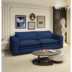 93' King Size Sleeper Sofa Bed, Pull Out Sofa Bed, 3 in 1 Convertible Sleeper Sofa, Chaise Lounge,3 Seat Teddy Couch with 2 Lumbar Pillows for Living Room, Apartment, Office, Studies,Blue