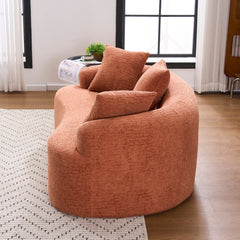 LY-025S Coral Curved Loveseat: Compressed No Assembly, Chenille Small Sofa, 30D Sponge, Compact for Apartments, 65' L, 300Lbs, 3 Pillows