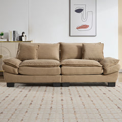 Corduroy Sofa Sleeper Couch Loveseat Sofa with Pillows Comfy Upholstered Deep Seat Sofa for Bedroom,Living Room,Apartment,Office,Dorm-Khaki Corduroy