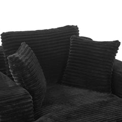 Modern Black Corduroy Chaise Lounge Sofa Bed with Removable Pillows, 48.8' Upholstered Sleeper Sofa