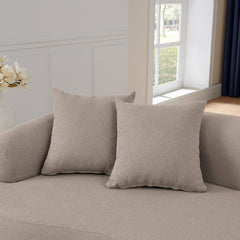 Curved Modular Sectional Sofa in Lamb's Wool Fabric, Modern Minimalist Style, Compressed (No Assembly Required), Comfy for Living Room & Bedroom - Brown