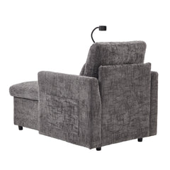 Multifunctional Recliner with Storage Backrest and Cell Phone Bracket in Gray Chenille for Living Room and Bedroom