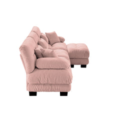 Luxury Modular Sectional Sofa Couch,Oversized L Shaped Cloud Couch for Living Room,Deep Seat Sofa Couch with Convertible Ottoman,Chenille Pink