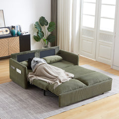 MH'' 64.5 Inch Sleeper Sofa Bed  3-in-1 Adjustable Sleeper with Pullout Bed   2 Pillows and Side Pockets  Soft Corduroy Convertible Sleeper Sofa Bed for Living Room Bedroom Apartment Office