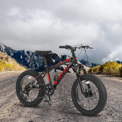 S20109 20 Inch Mountain Bike for Kids and Teenagers, High Carbon Steel Frame, Disc Brakes, Durable Wide Tires, Front Suspension, 7-Speed, Ideal for Snow and Off-Road Riding