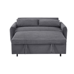 Modern Convertible Pull-out Sofa Bed with USB Ports, Dark Grey Corduroy, 57.48'
