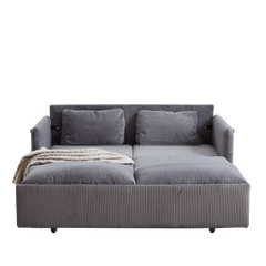 MH'' 64.5 Inch Sleeper Sofa Bed  3-in-1 Adjustable Sleeper with Pullout Bed   2 Pillows and Side Pockets  Soft Corduroy Convertible Sleeper Sofa Bed for Living Room Bedroom Apartment Office