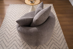 360° Swivel Chair Accent Barrel Chair Swivel Round Upholstered Sofa Chair with 3 Removable Pillows for Living Room, Bedroom, Office and Hotel, High-Resilience Sponge,Grey