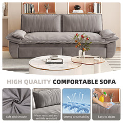73.2' Queen Pull Out Sofa Bed,3-in-1 Convertible Sleeper Sofa,Multi-Functional Velvet Loveseat Bed,Grey(Old Sku:W1885S00051;New Sku:W1885S00229)