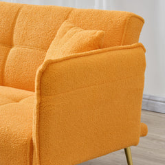 70-inch teddy fleece sofabed, convertible futon sofabed with adjustable arms and backrest, modern love sofa for living room and bedroom.
