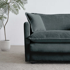 Modern Fabric Loveseat Sofa Couch for Living Room, Upholstered Large Size Deep Seat 2-Seat Sofa with 4 Pillows ,Gray Chenille