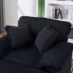 56.3 Inch Corduroy single sofa With  2 toss pillows and a ottoman ,Comfy Sofa- Deep Seat Couch for Living Room