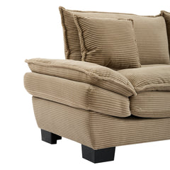 Corduroy Sofa Sleeper Couch Loveseat Sofa with Pillows Comfy Upholstered Deep Seat Sofa for Bedroom,Living Room,Apartment,Office,Dorm-Khaki Corduroy