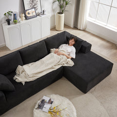 Modern Chenille Upholstered Sectional Sofa Couch Set,Modular 108' L Shaped Sectional Living Room Sofa Set With 6 Pillows,Free Combination Sofa Couch for Living Room,Bedroom(Right Chaise)W834P240010