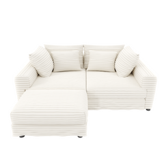 102.4 'Plush Corduroy 4-Seat Sofa,Modern Comfy Upholstered Sofa Cloud Couch,Deep Seat Couches with Soft Pillows and Movable Ottoman,Convertible Sofa Lounge Chair,for Living Room,Apartment,Office,Beige
