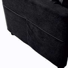 Modern Chenille Deep Seat Sectional Sofa Cloud Couch with Ottoman, Comfy Love Seat Upholstered Modular L Shaped Couch, Black