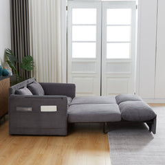 MH'' 64.5 Inch Sleeper Sofa Bed  3-in-1 Adjustable Sleeper with Pullout Bed   2 Pillows and Side Pockets  Soft Corduroy Convertible Sleeper Sofa Bed for Living Room Bedroom Apartment Office