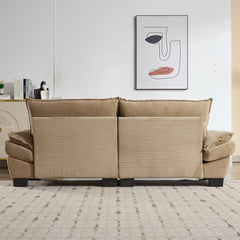 Corduroy Sofa Sleeper Couch Loveseat Sofa with Pillows Comfy Upholstered Deep Seat Sofa for Bedroom,Living Room,Apartment,Office,Dorm-Khaki Corduroy