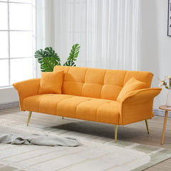 70-inch teddy fleece sofabed, convertible futon sofabed with adjustable arms and backrest, modern love sofa for living room and bedroom.