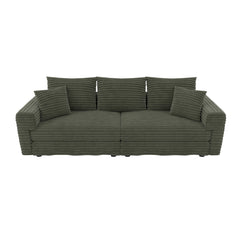 82.7 ' Plush Corduroy 3-Seat Sofa,Modern Comfy Upholstered Sofa Cloud Couch,Deep Seat Couches with Soft Pillows,Convertible Deep Seat Sofa Lounge Chair for Living Room Bedroom,Apartment,Office,Green