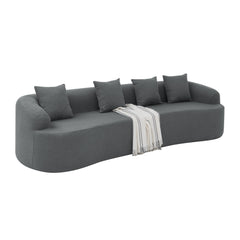 Curved Modular Sectional Sofa in Lamb's Wool Fabric, Modern Minimalist Style, Compressed (No Assembly Required), Comfy for Living Room & Bedroom - Gray