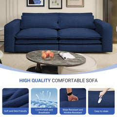 93' King Size Sleeper Sofa Bed, Pull Out Sofa Bed, 3 in 1 Convertible Sleeper Sofa, Chaise Lounge,3 Seat Teddy Couch with 2 Lumbar Pillows for Living Room, Apartment, Office, Studies,Blue