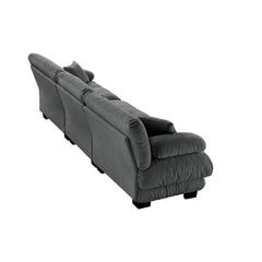 3-Seater Sectional Sofa Modular Deep Seat Sofa Couch , Chenille Sofa Soft Comfy Upholstered Furniture for Living Room, Apartment, Studio, Office,Chenille Gray