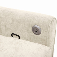 Beige 2-in-1 82' Three-seater Sofa with Pull-out Bed and Reversible Recliner, Chenille Upholstery