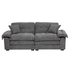 84' Chenille Sofa Small Sofa Loveseat Deep Seat Sofa Couch with 2 Throw Pillows & Memory Foam for Living Room Apartment Office Lounge-Grey