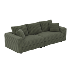 82.7 ' Plush Corduroy 3-Seat Sofa,Modern Comfy Upholstered Sofa Cloud Couch,Deep Seat Couches with Soft Pillows,Convertible Deep Seat Sofa Lounge Chair for Living Room Bedroom,Apartment,Office,Green