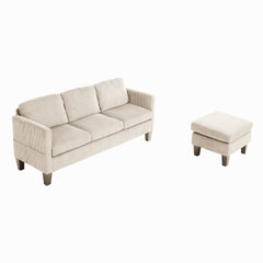 L-Shaped Sofa with Padded Corduroy: Multi-functional Design, Modern Luxury Appearance - Ideal for Living Rooms, Apartments - Easy Assembly & Maintenance,off-white