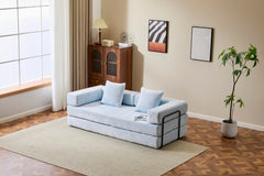 Floor Couch,Compression Sofa,Convertible Floor Sofa Bed-with Pillow Back Support Armrest,Comfy Futon Couch Lounge Sleeper Bed,Chenille fabric,for Living Room Bedroom (LIGHT-BLUE)
