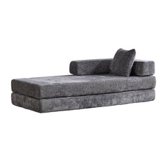 Floor Couch,Compression Sofa,Convertible Floor Sofa Bed-with Pillow Back Support Armrest,Comfy Futon Couch Lounge Sleeper Bed,Chenile fabric,for Living Room Bedroom (DARK-GREY)