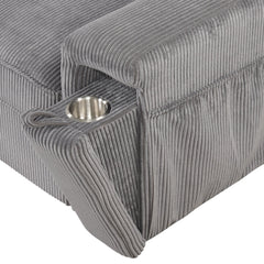 U_STYLE Upholstery Sleeper Sectional Sofa with Storage Bags and 2 cup holders  on Arms