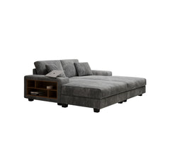 Convertible combination sofa, corduroy fabric, fluffy modern sleeper sofa chair, oversized combination living room double lounge chair,Dark Grey