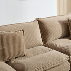 Corduroy Sofa Sleeper Couch Loveseat Sofa with Pillows Comfy Upholstered Deep Seat Sofa for Bedroom,Living Room,Apartment,Office,Dorm-Khaki Corduroy