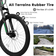 A2760  27.5 Inch Full Suspension Mountain Bike, Front and Rear Dual Shock Absorbers, Mechanical Disc Brakes, 21-Speed, Suitable for Men and Women, Ideal for Travel and Fitness Enthusiasts
